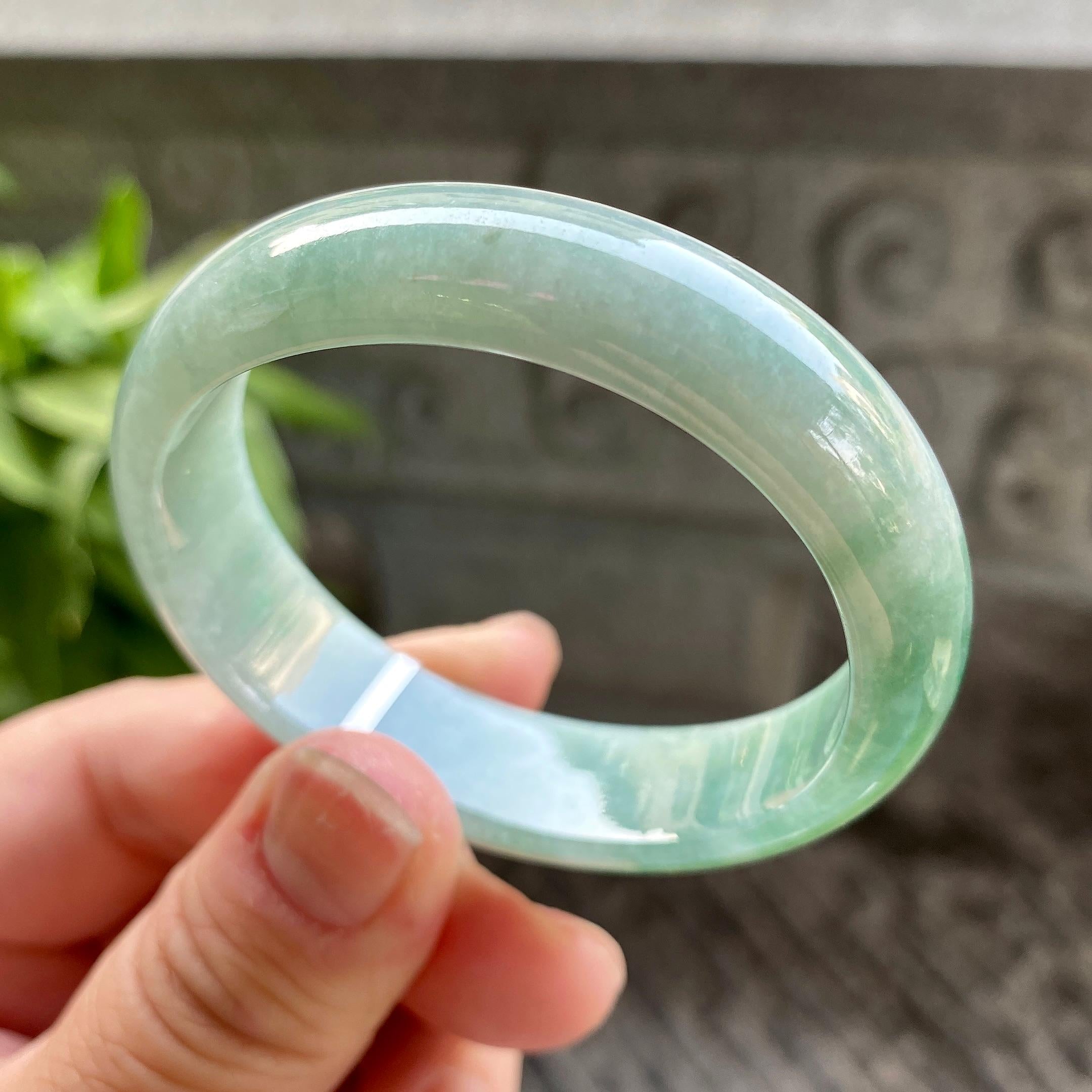 小圈口 糯种油青贵妃手镯51.5圈口 天然缅甸A货翡翠（yc313322）