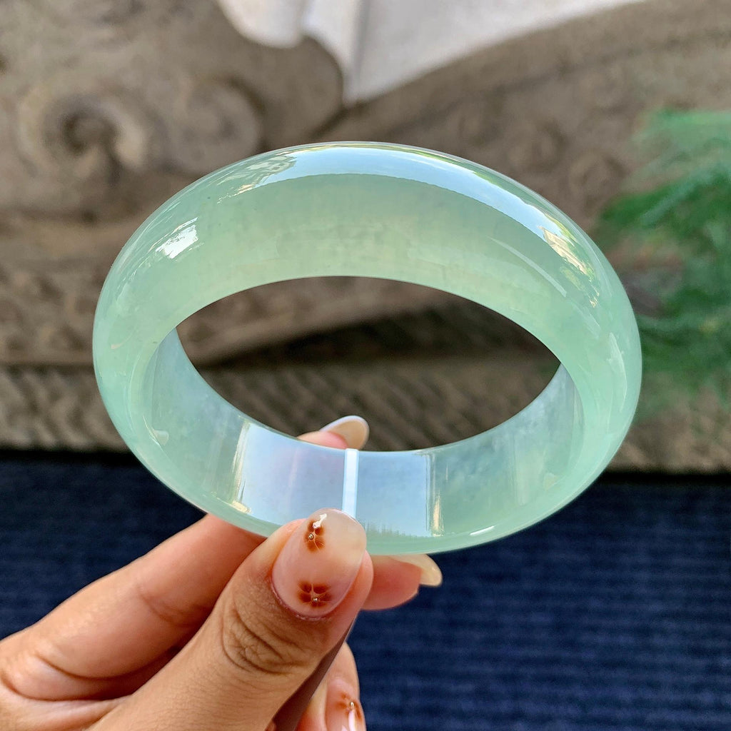 糯冰种晴水宽版轮胎手镯（58.5mm）（yc243442）