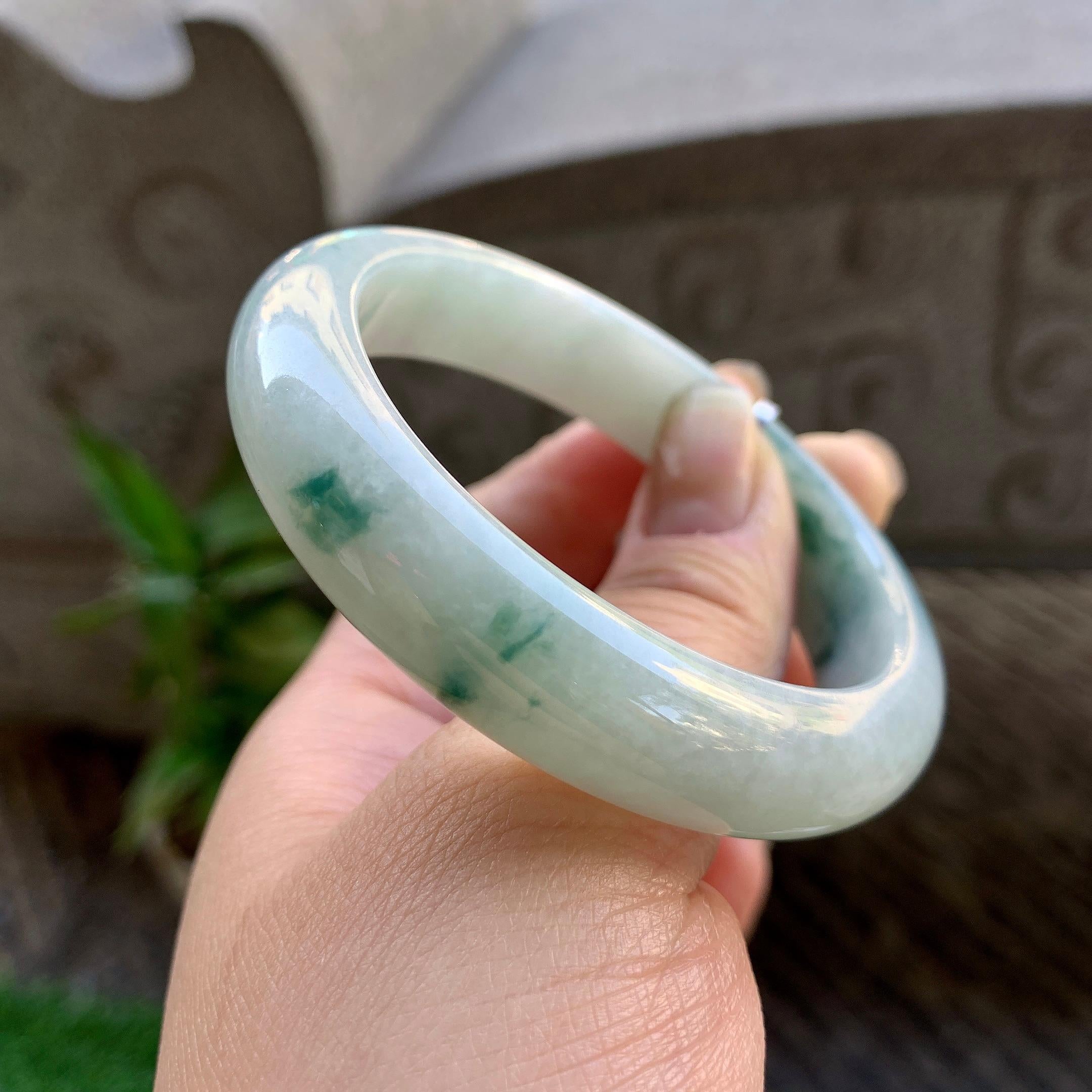 细糯种飘花平安镯（54.3mm）（yc308175）