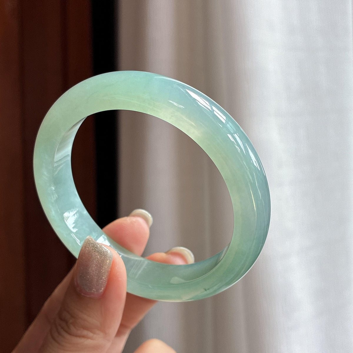 糯冰湖水绿正圈平安镯 56圈（yc759489）