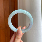 糯冰淡底色宽版翡翠平安镯（56.5mm)（yc376759）