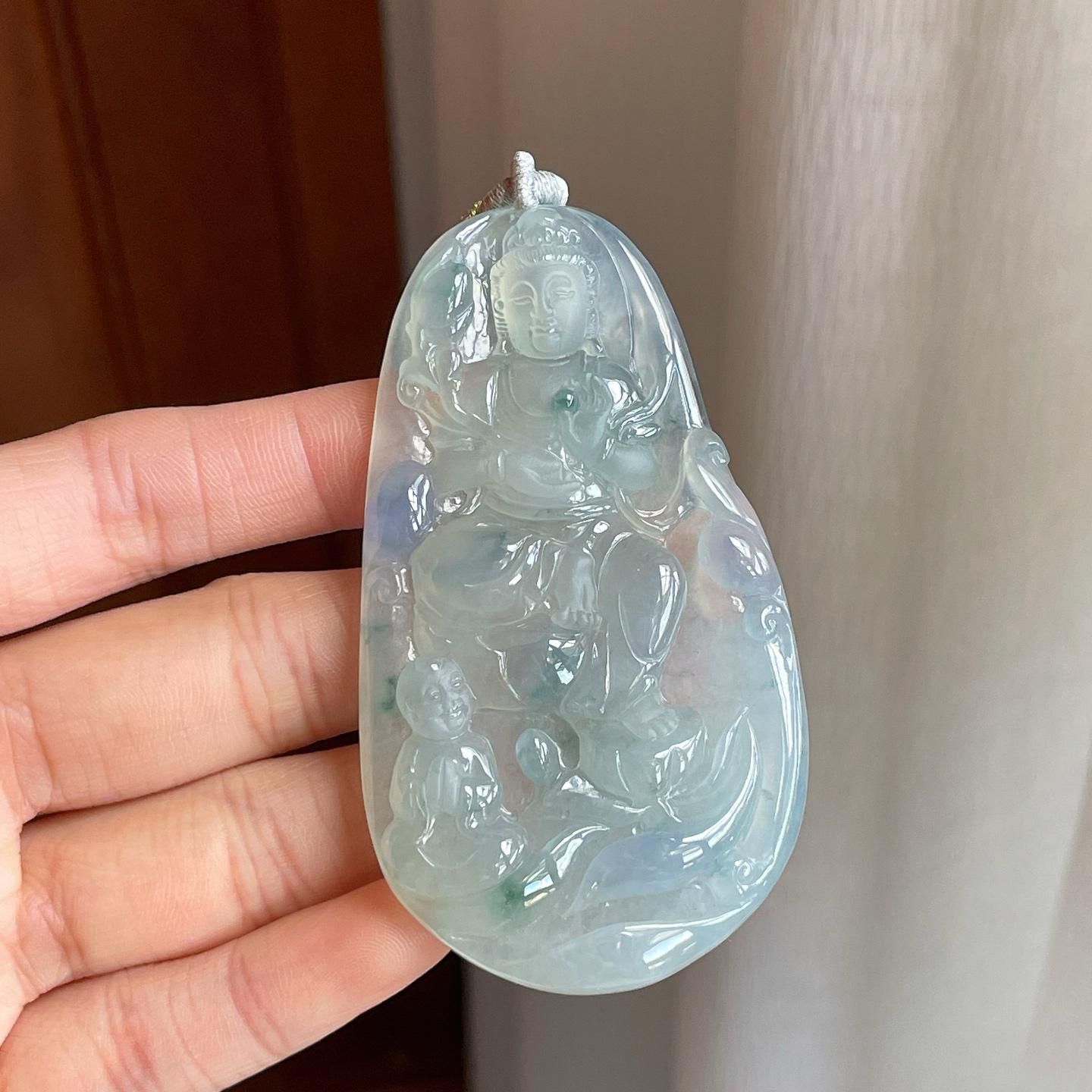 糯冰飘花翡翠自在观音（yc304978）