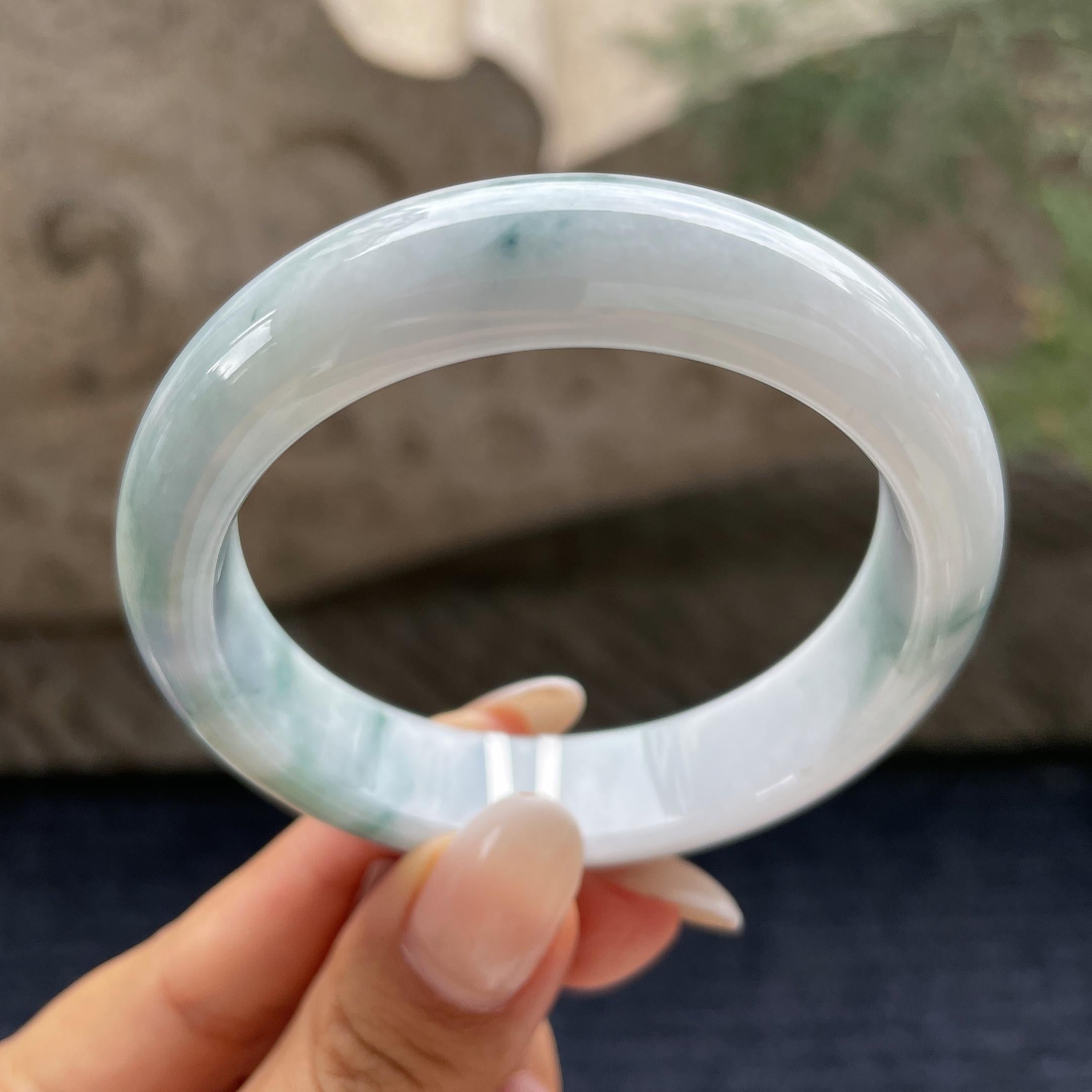 细糯种飘花正圈平安镯54.7圈      天然缅甸A货翡翠（yc421248）