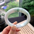 大圈口 细糯种飘绿花正圈平安镯 59圈口 天然缅甸A货翡翠（yc477609）