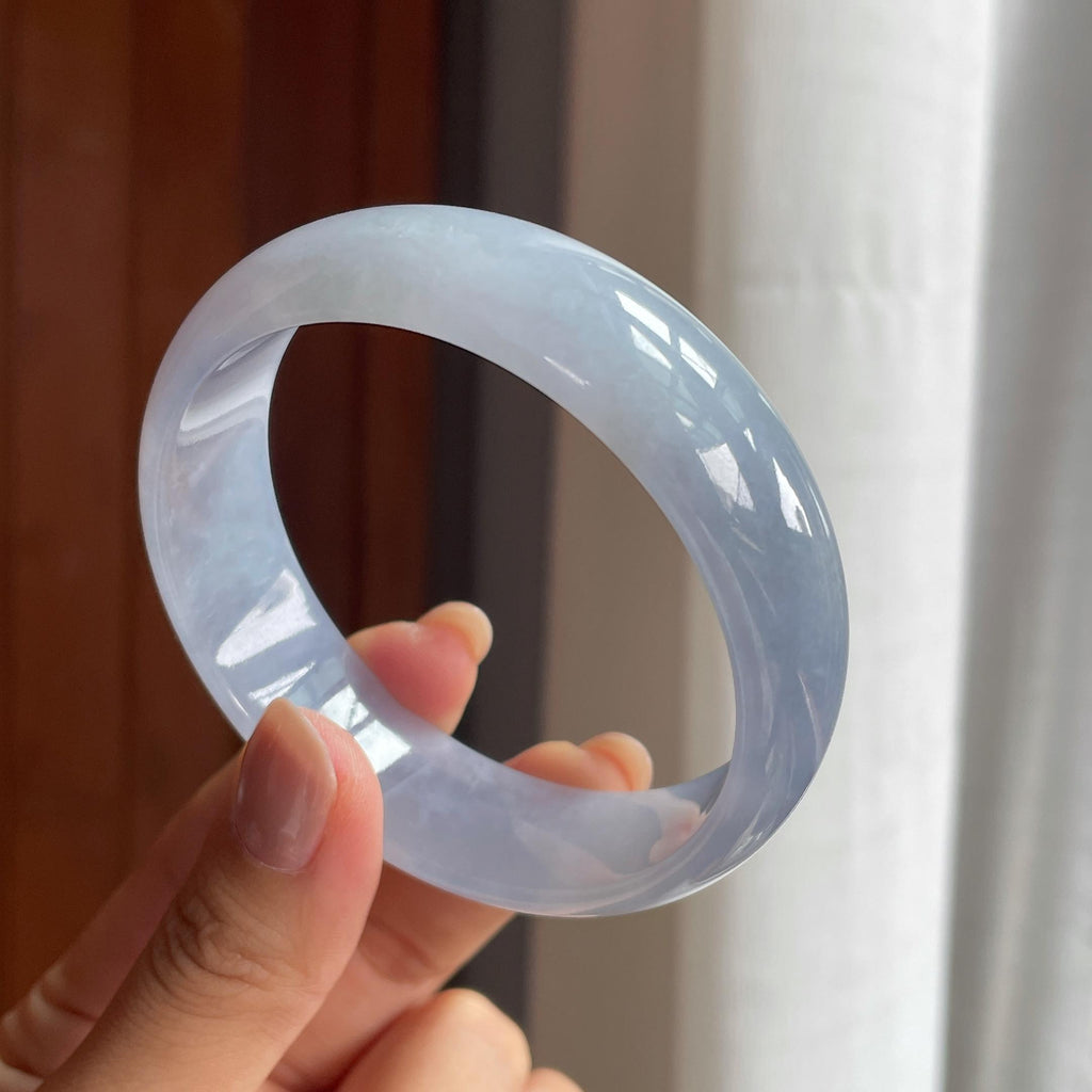 冰种紫罗兰宽版翡翠平安镯（60.5mm）（yc423136）
