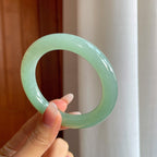 冰种晴底飘黄翡翠圆条手镯（57mm）（yc310284）