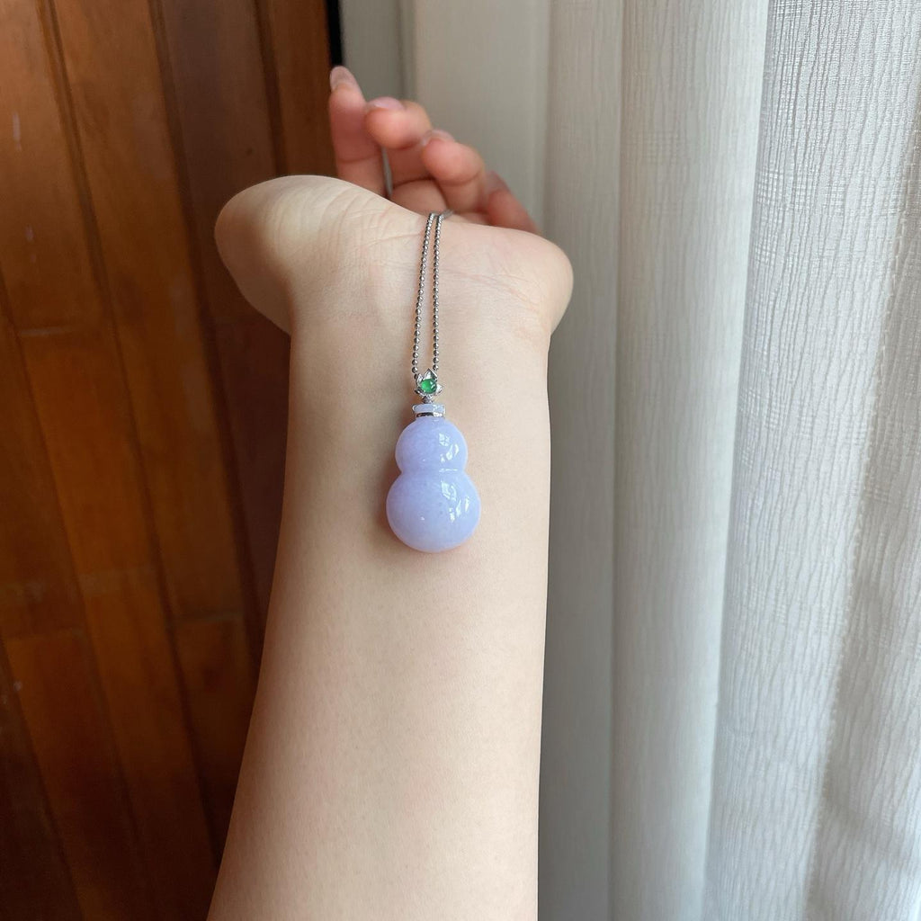 18k金细糯冰紫罗兰翡翠葫芦（yc291655）