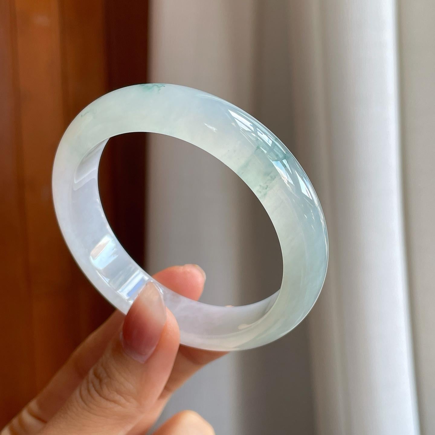 冰种飘花翡翠平安镯（57mm）（yc312882）