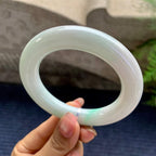 糯种飘绿圆条手镯（56.5mm）（yc280860）
