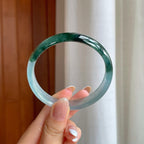 冰种半山半水翡翠平安镯（58.7mm)（yc391827）