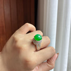 Mặt trứng dương lục nõn băng, đế đồng - Ngọc phỉ thúy tự nhiên Miến Điện loại A (yc451548)