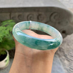 糯冰种飘花平安镯（57.5mm）（yc195368）