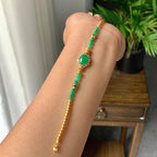 18k金糯冰种满绿蛋面手链（yc233835）