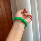 糯冰满绿翡翠平安镯（57.5mm）（yc259091）