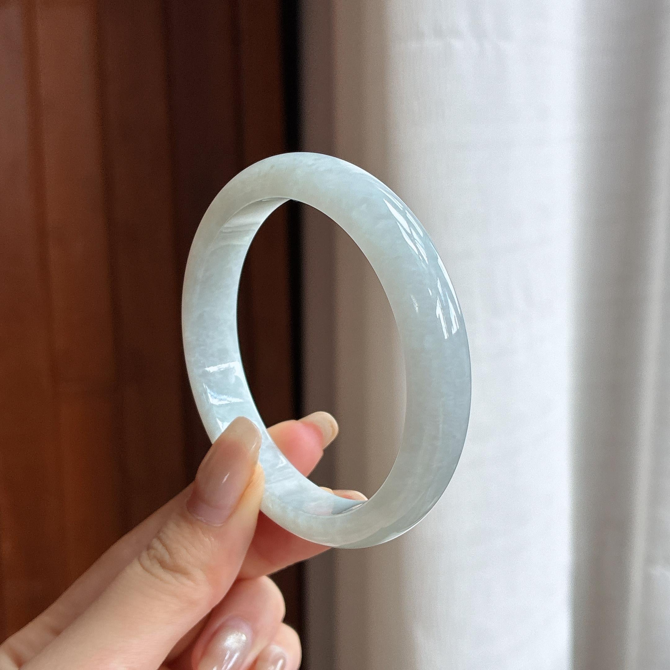 细糯种百月光正圈平安镯 56圈 天然缅甸A货翡翠（yc455841）