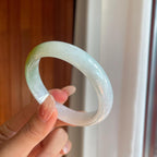 糯冰飘黄翡翡翠平安镯（55.7mm）（yc269047）