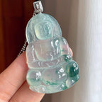 18k金扣冰种飘花翡翠观音（yc251057）