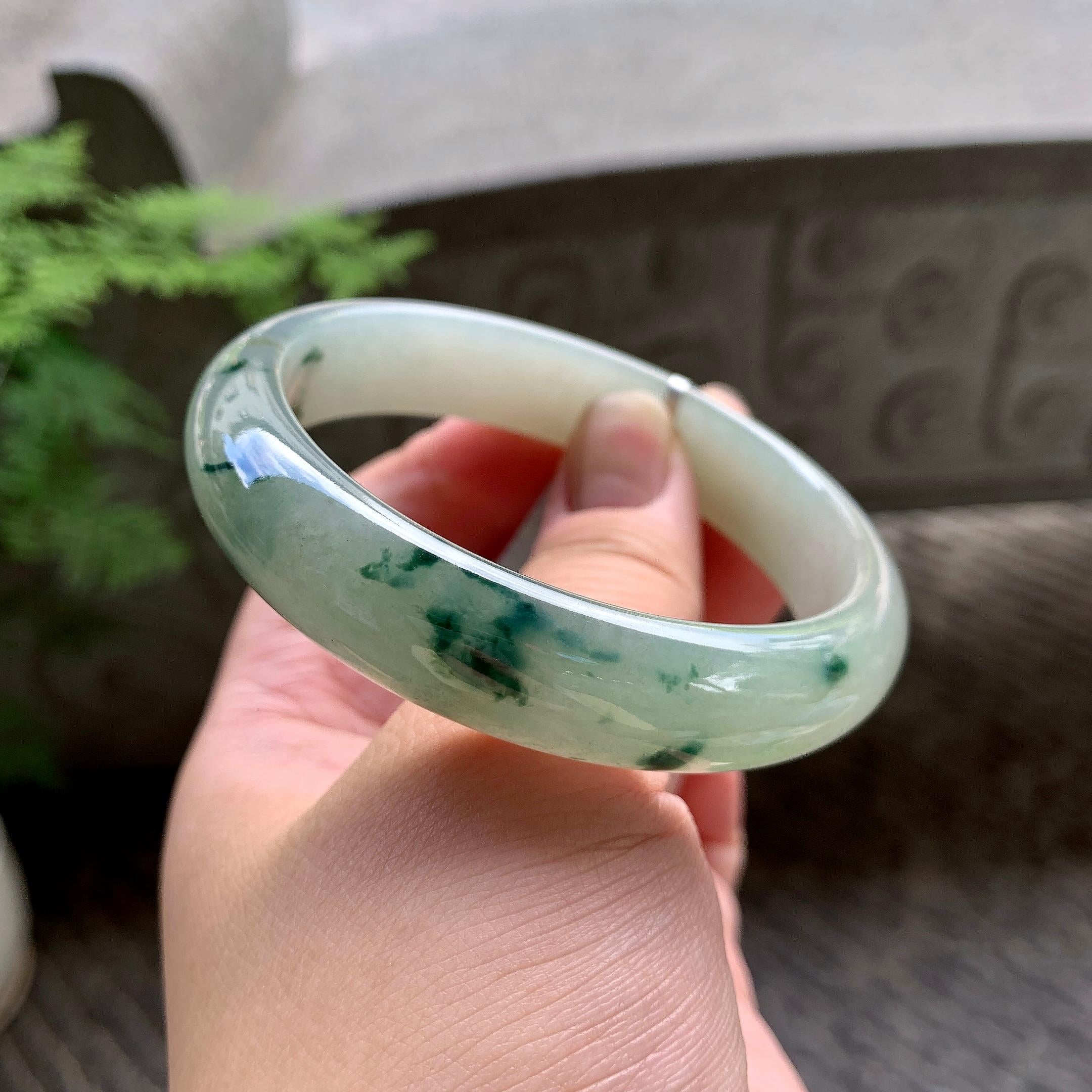 细糯种飘花平安镯（58.8mm）（yc202348）