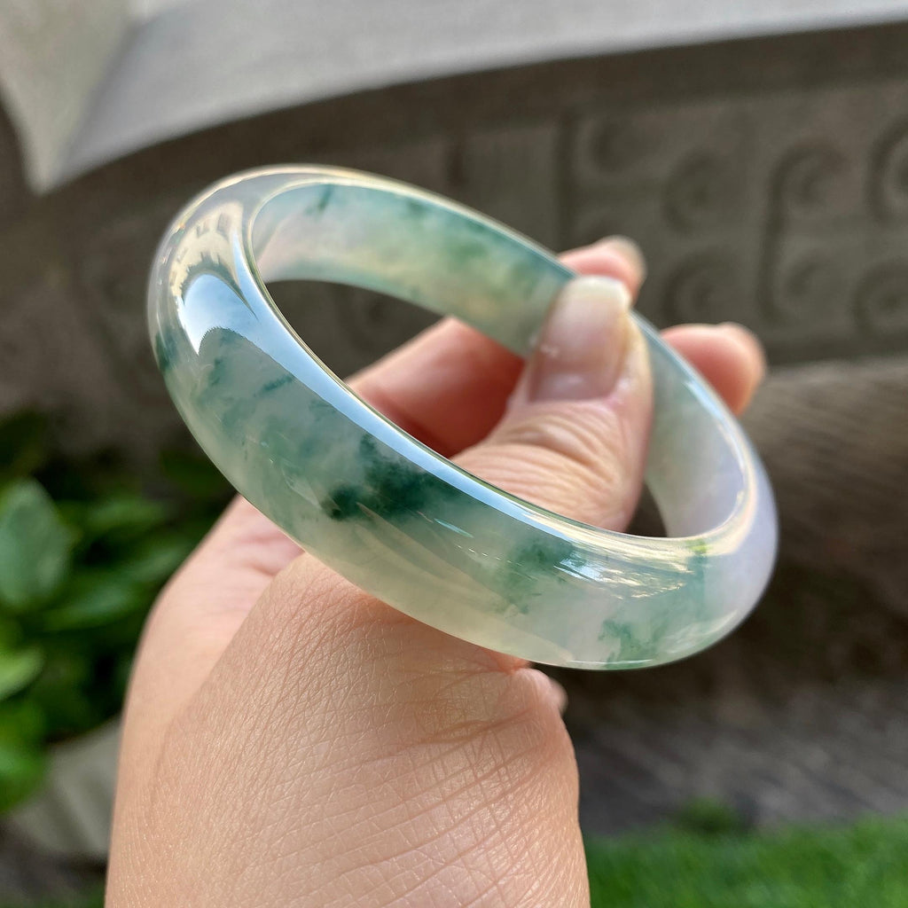 糯冰种飘花平安镯（55.8mm）（yc304782）