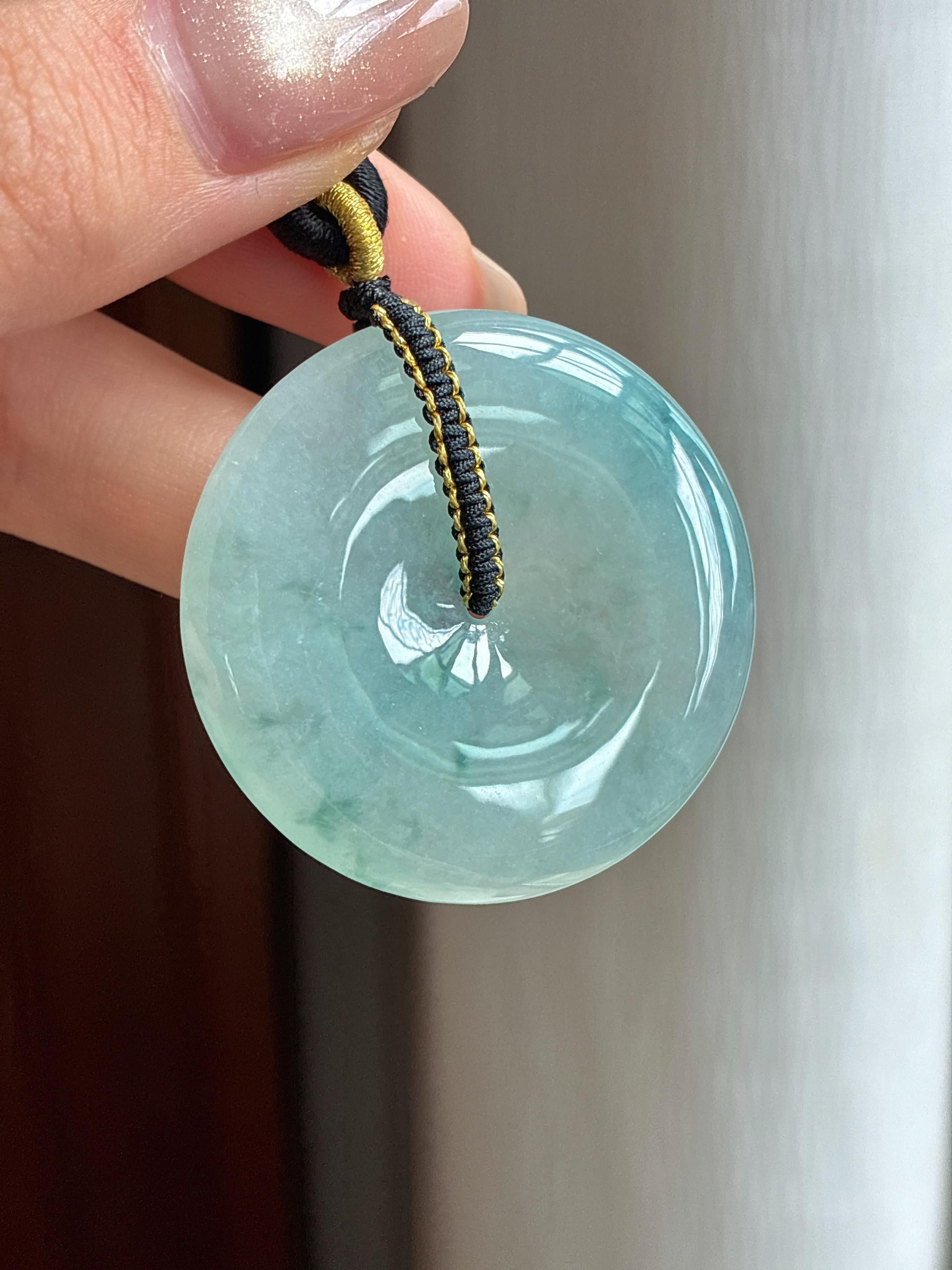 糯冰飘花翡翠平安扣（yc434043）