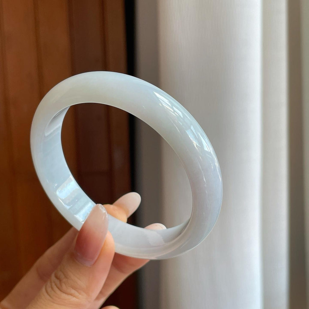 糯冰白月光翡翠平安镯（59.5mm）（yc268101）