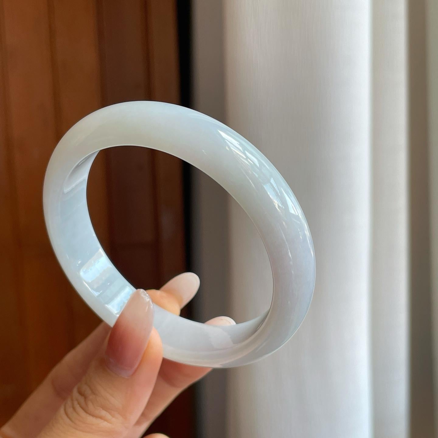 糯冰白月光翡翠平安镯（59.5mm）（yc268101）