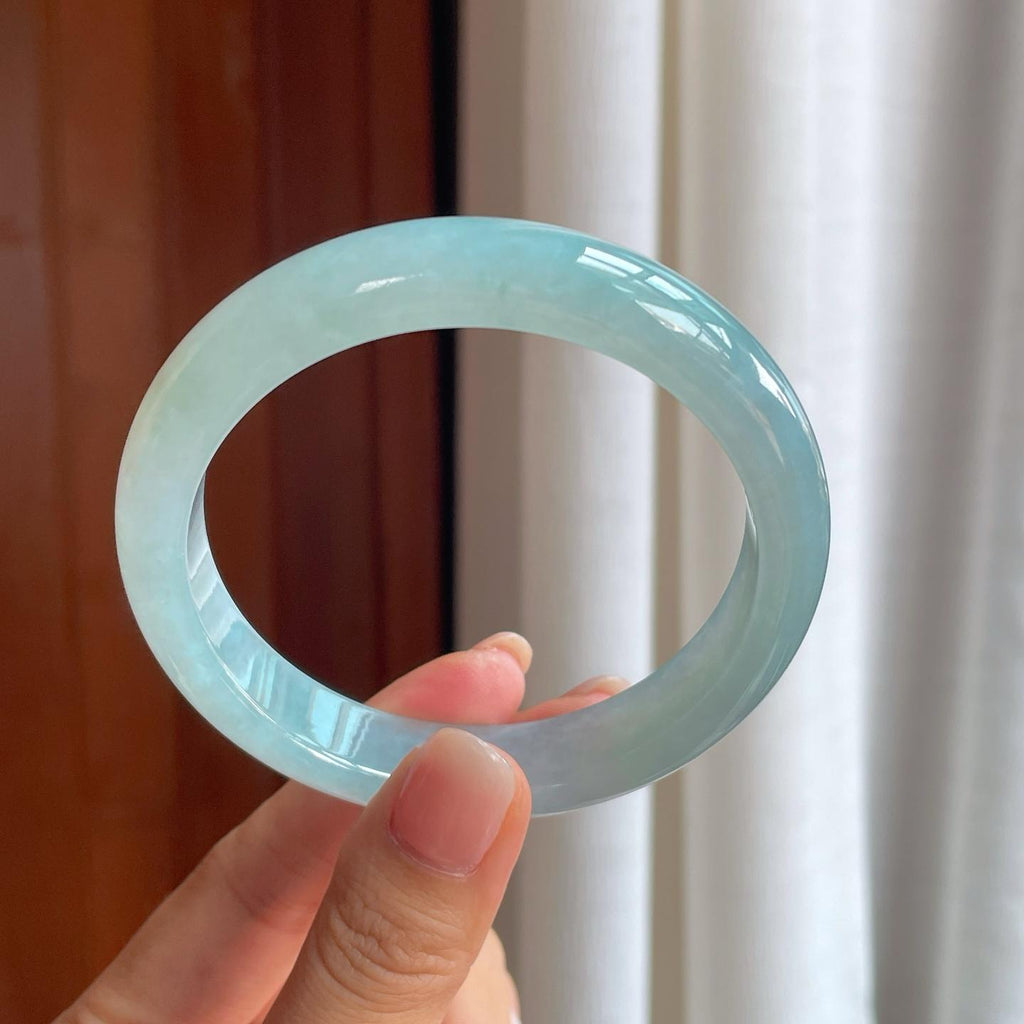 糯冰蓝晴翡翠平安镯（62.4mm)（yc397157）