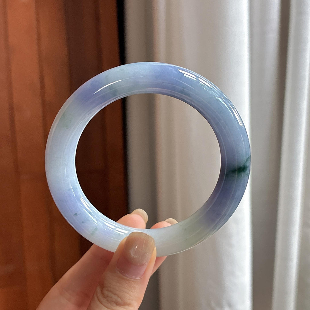 糯冰种紫罗兰特色圆条手镯 56圈 天然缅甸A货翡翠（yc484496）