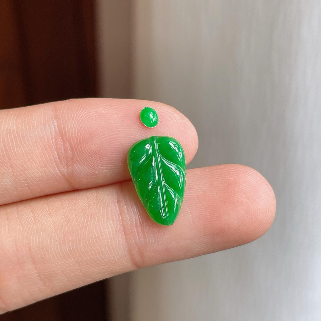 裸石糯种满绿翡翠叶子（yc249145）