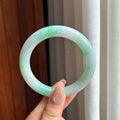 糯冰带色翡翠圆条手镯 54圈（yc436797）