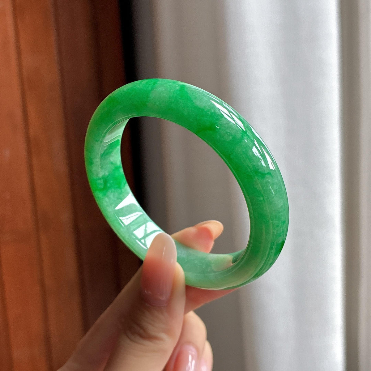 小圈口 糯冰满绿正圈平安镯 51圈（yc759113）