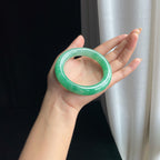 糯冰满绿翡翠圆条手镯59圈（yc426589）