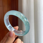 冰种飘花翡翠平安镯（57.4mm)（yc386448）