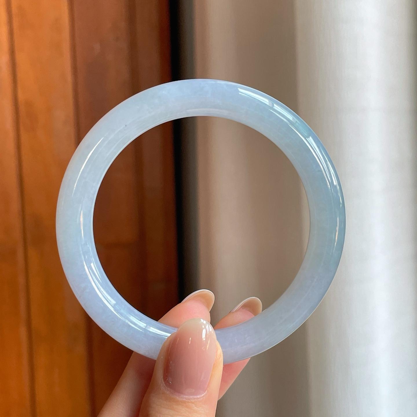 糯冰紫罗兰翡翠圆条手镯（55mm)（yc373308）