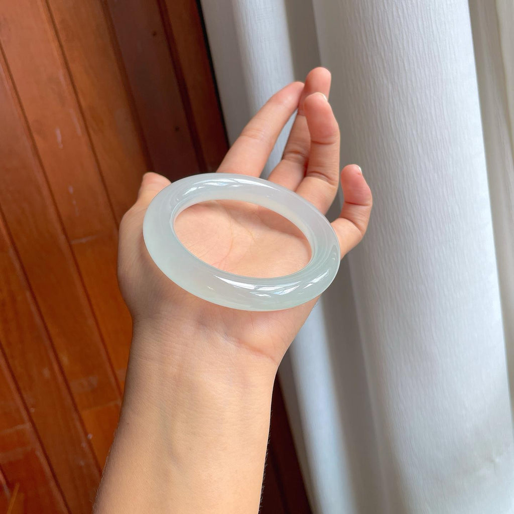 冰种晴底翡翠圆条手镯（54.5mm）（yc247654）