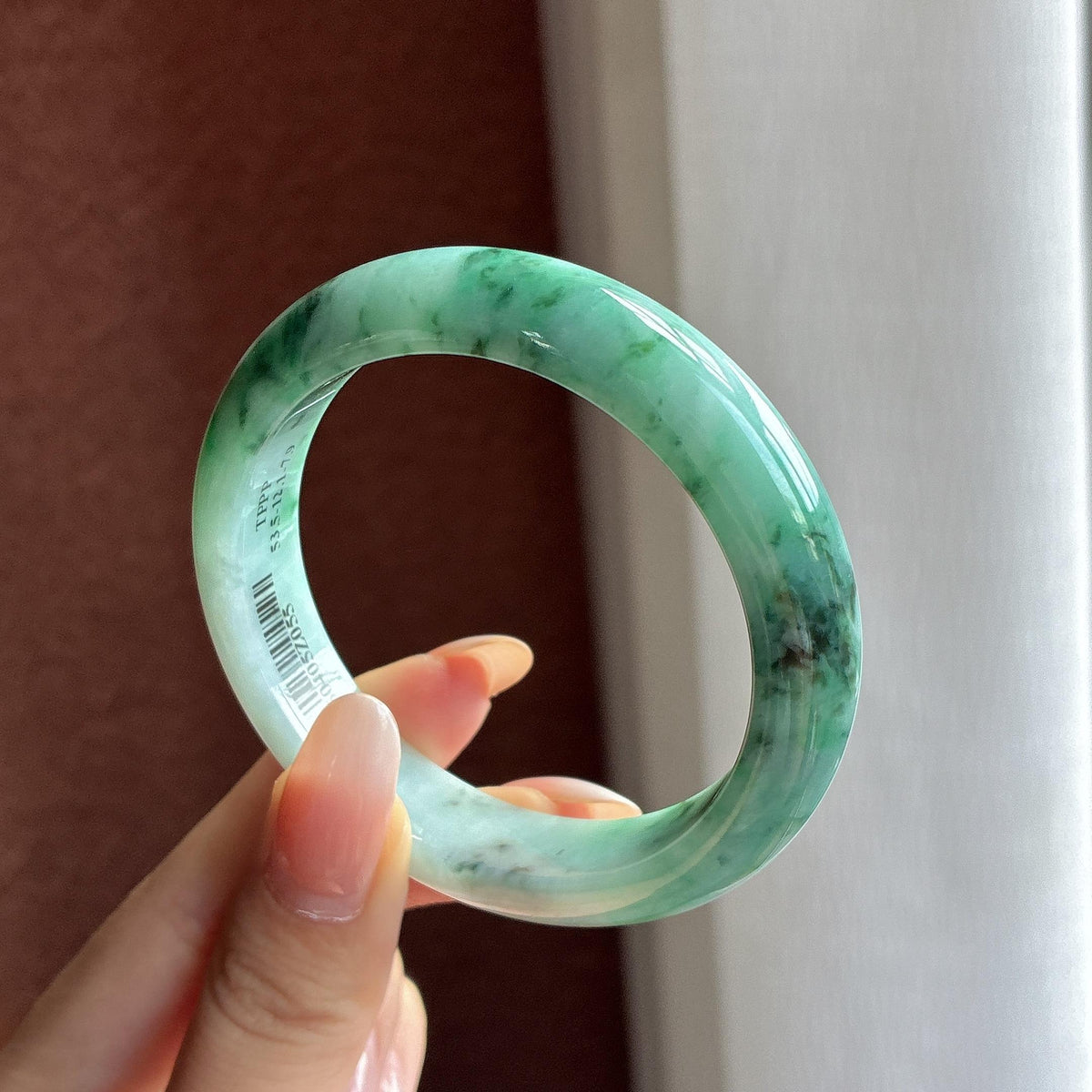 小圈口 细糯冰飘花正圈平安镯 53圈（yc774779）