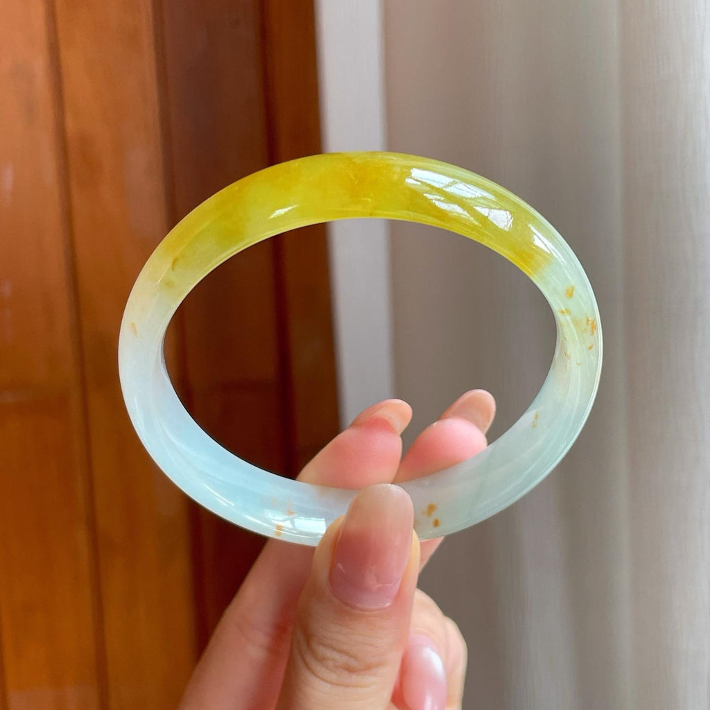 冰种黄翡翡翠平安镯（57.8mm)（yc363625）