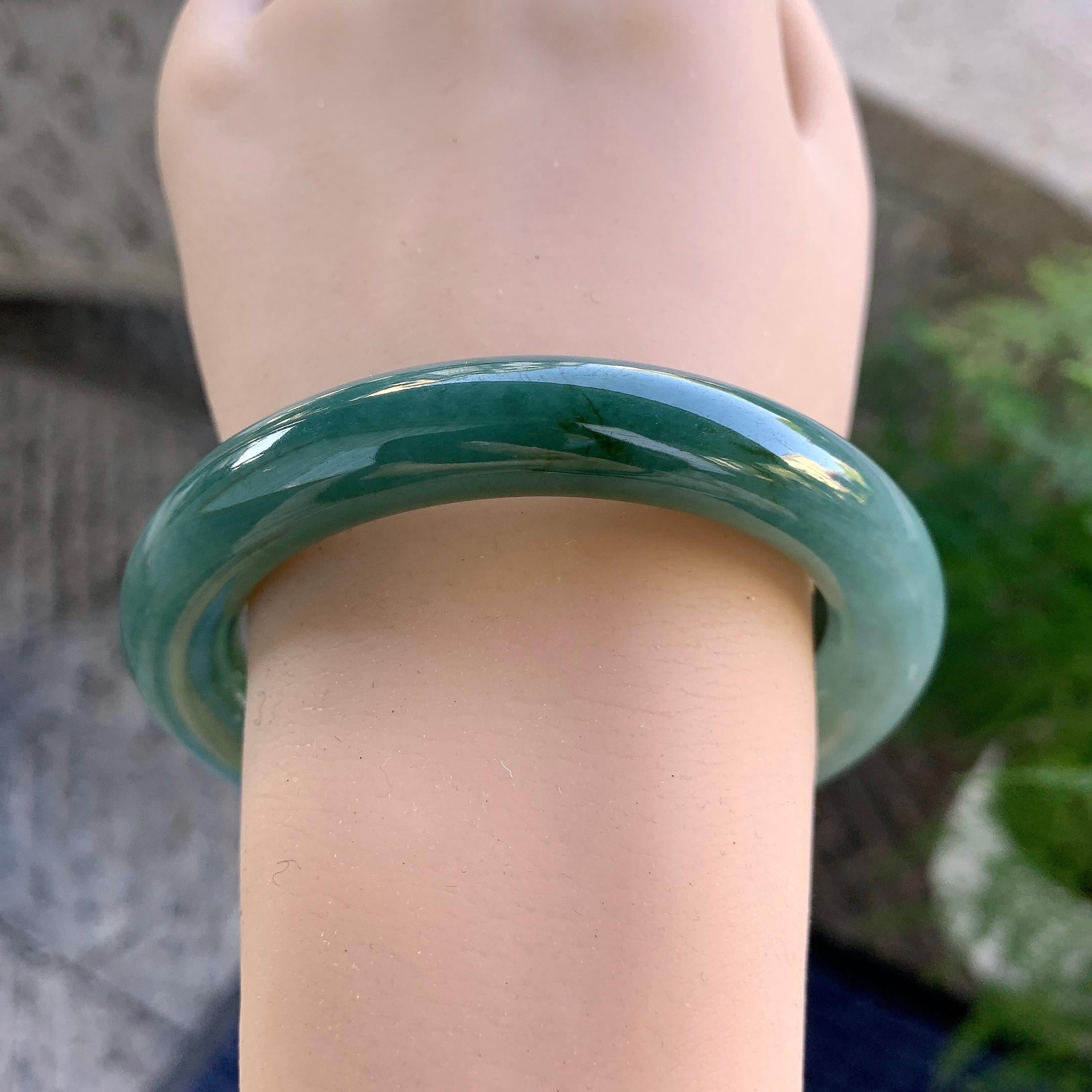 细糯种油青圆条手镯（57mm）（yc274591）