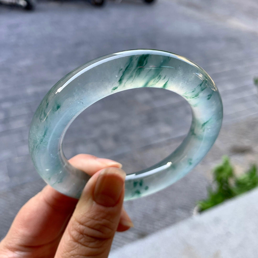 冰种飘花圆条手镯（56.4mm）（yc268983）