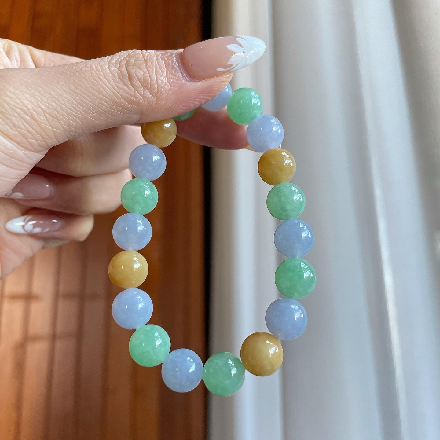 糯冰种多宝翡翠珠串手串（yc266570）