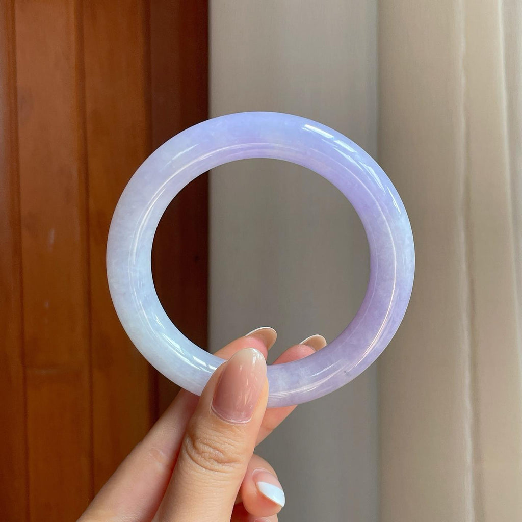 糯冰紫罗兰翡翠圆条手镯（57.7mm)（yc374711）