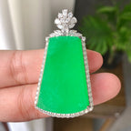 18K金钻镶细糯种满绿无事牌吊坠（yc242681）