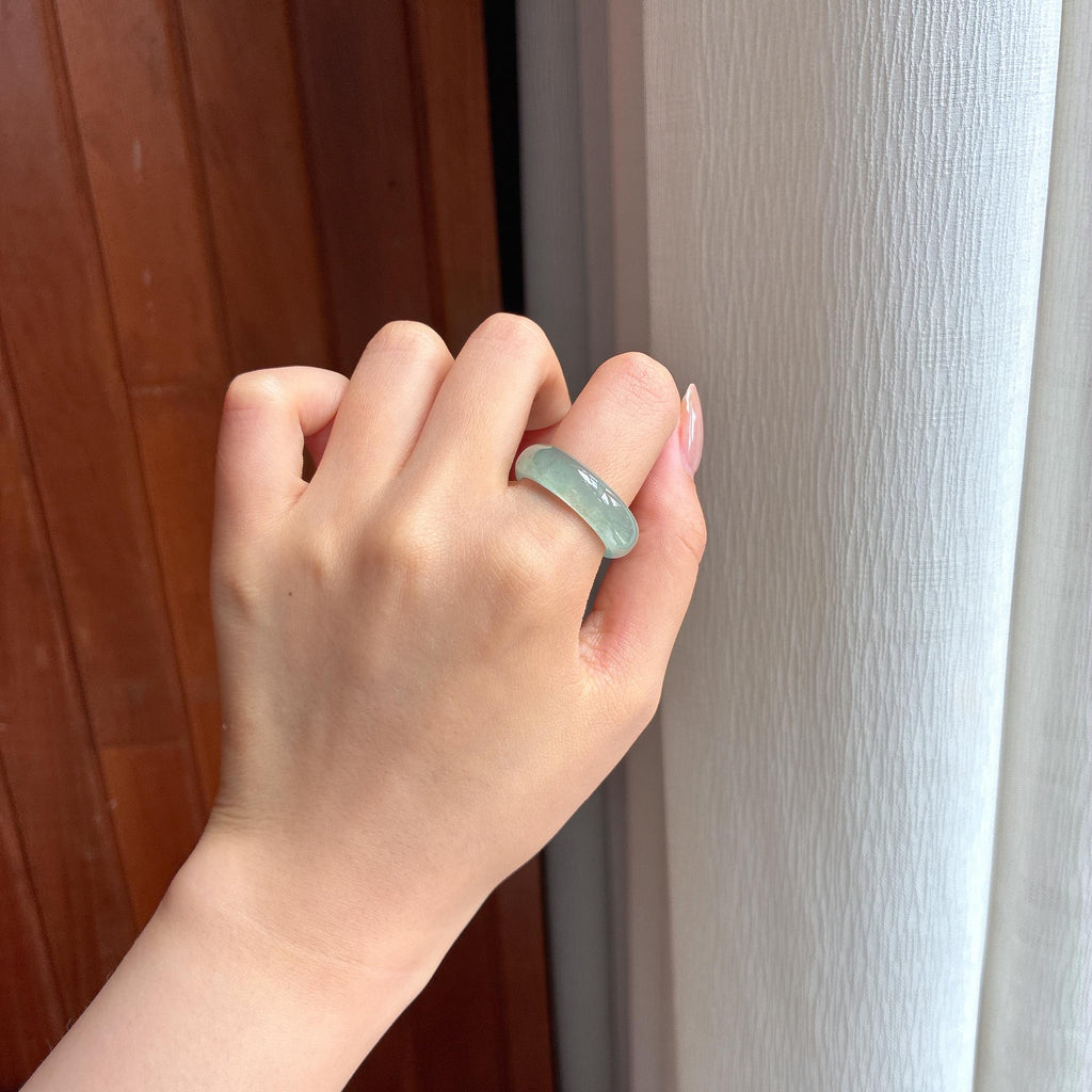 糯冰晴底翡翠戒圈天然缅甸A货翡翠（yc440748）