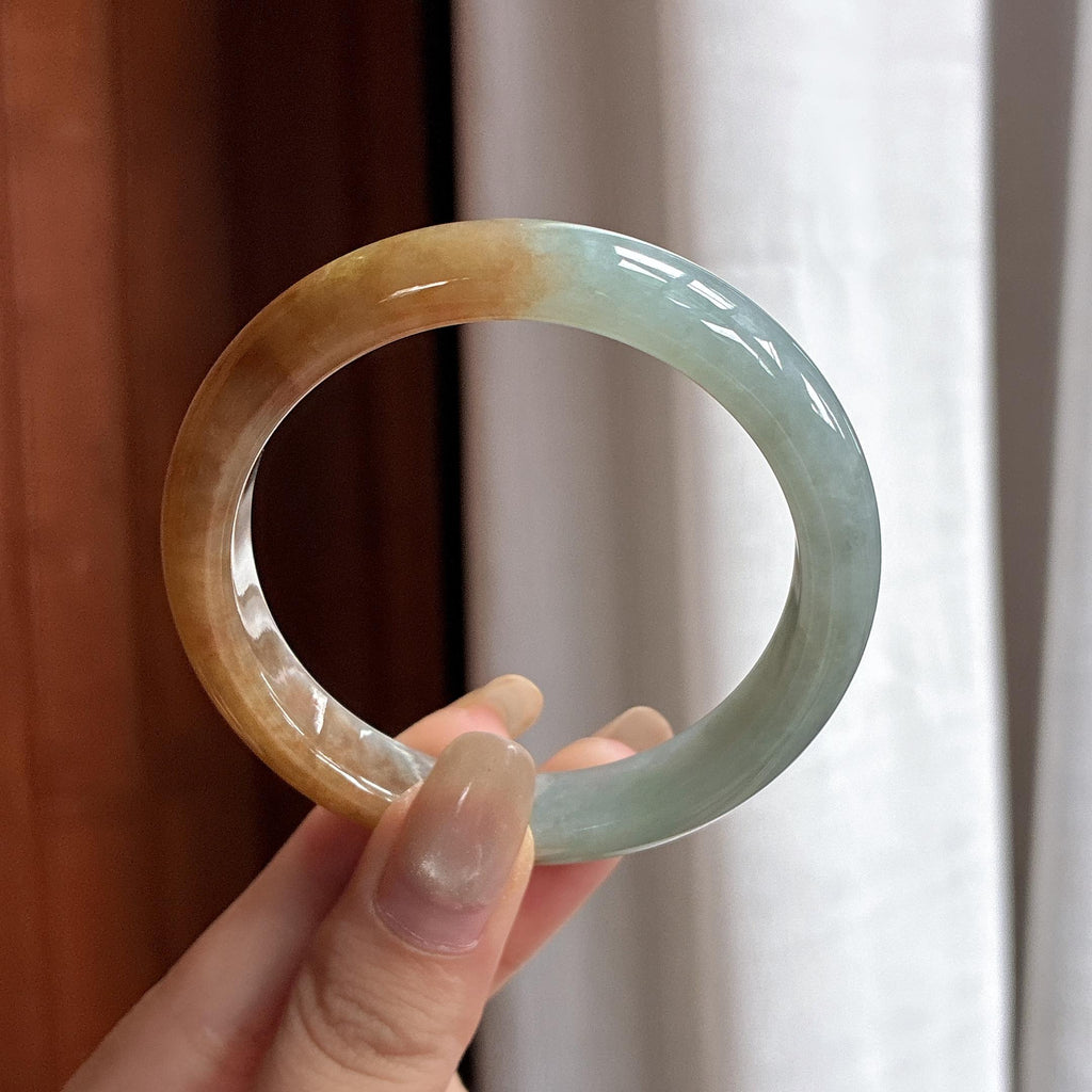 细糯种黄翡特色正圈平安镯 53圈 天然缅甸A货翡翠（yc480991）