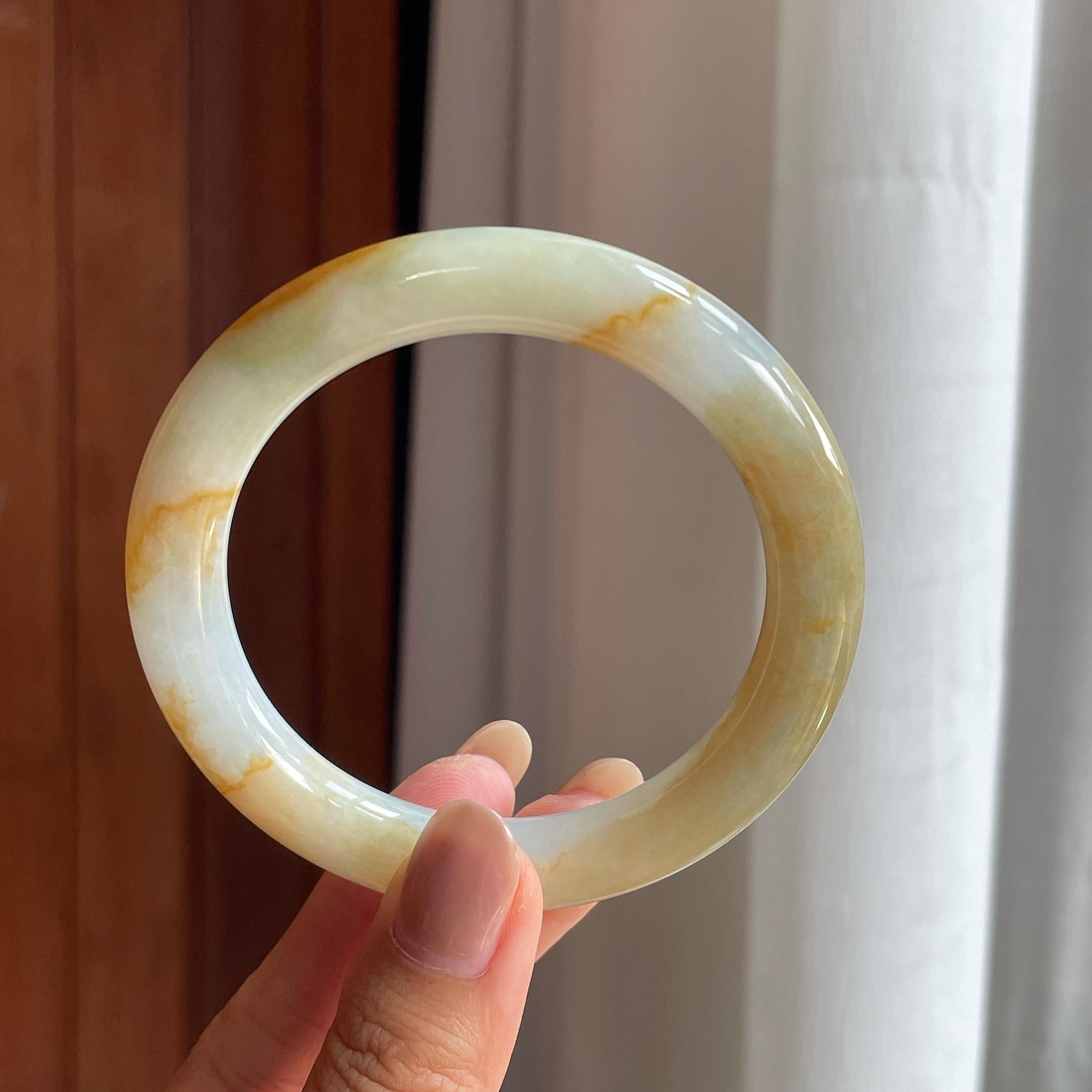 糯冰黄翡翡翠圆条(57mm)（yc415392）