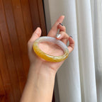 糯冰黄翡翡翠平安镯（61mm）（yc277399）