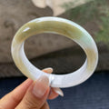细糯种黄加绿正圈平安镯55.3圈       天然缅甸A货翡翠（yc421241）