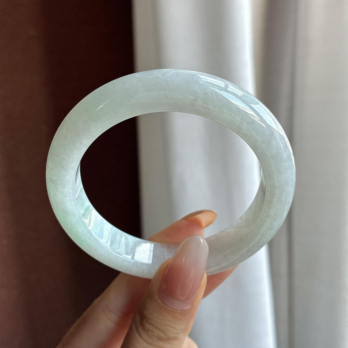 细糯冰飘绿花正圈平安镯 54圈（yc785128）