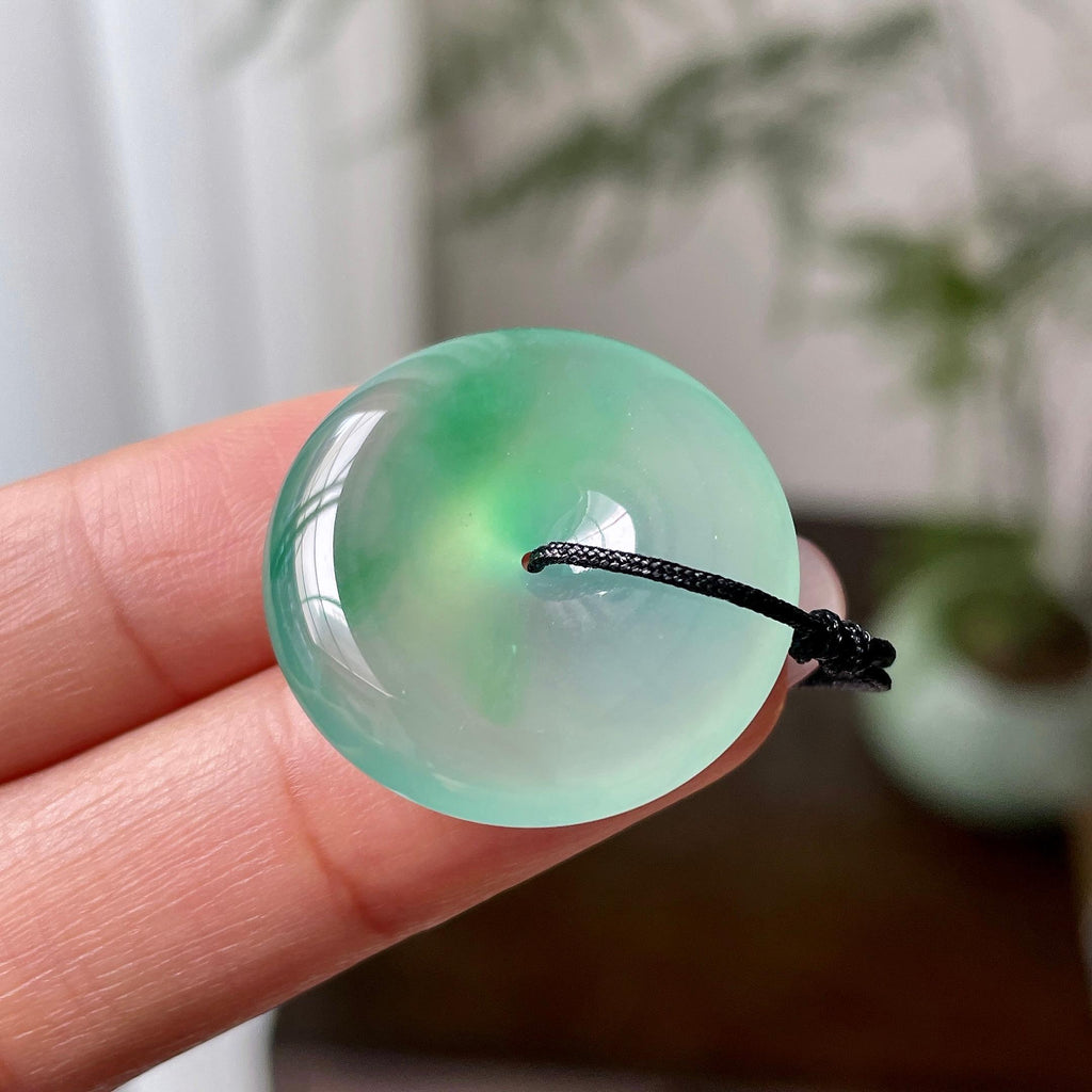 冰种晴水飘绿平安扣吊坠   天然缅甸A货翡翠（yc324458）