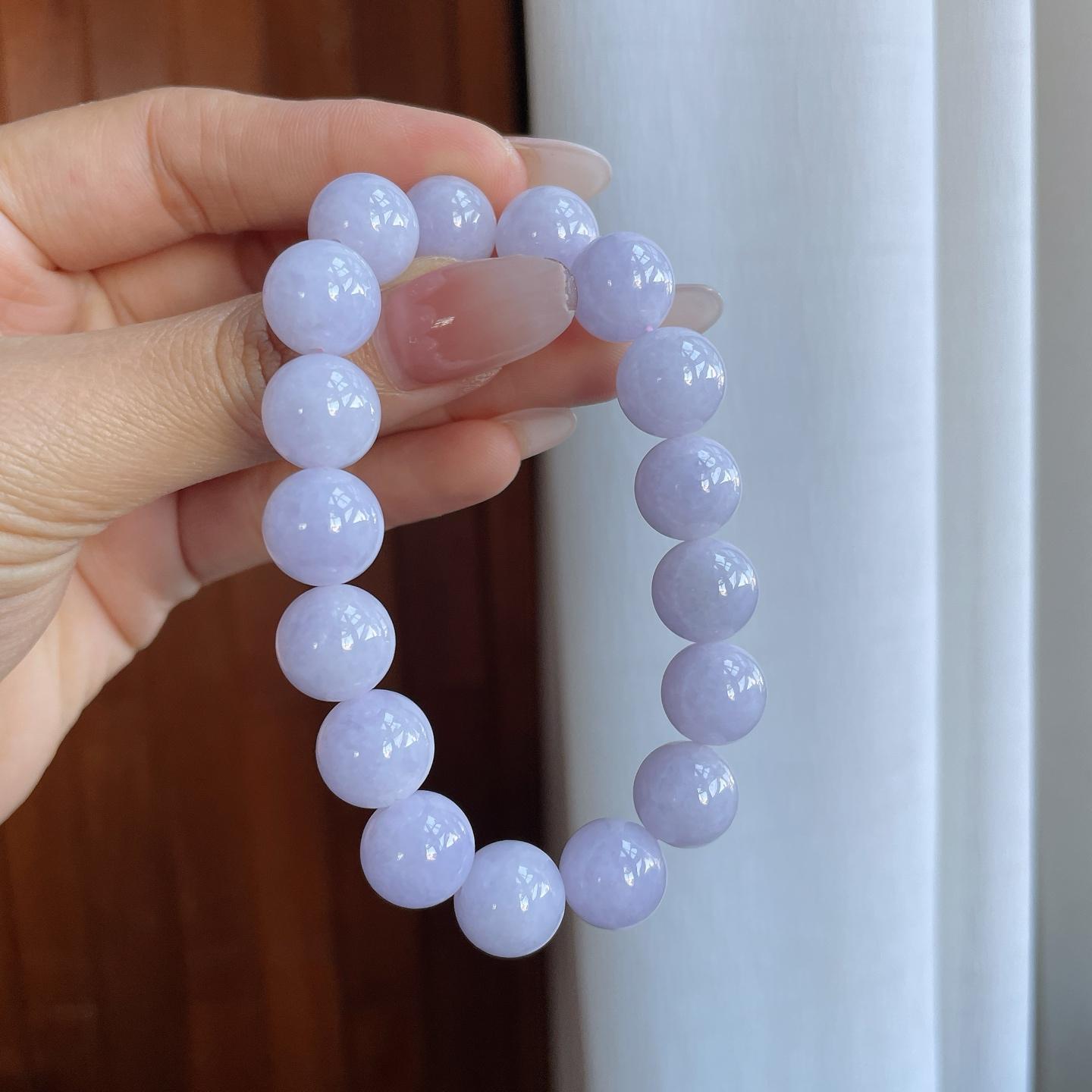 糯冰紫罗兰翡翠珠串手串（yc266476）